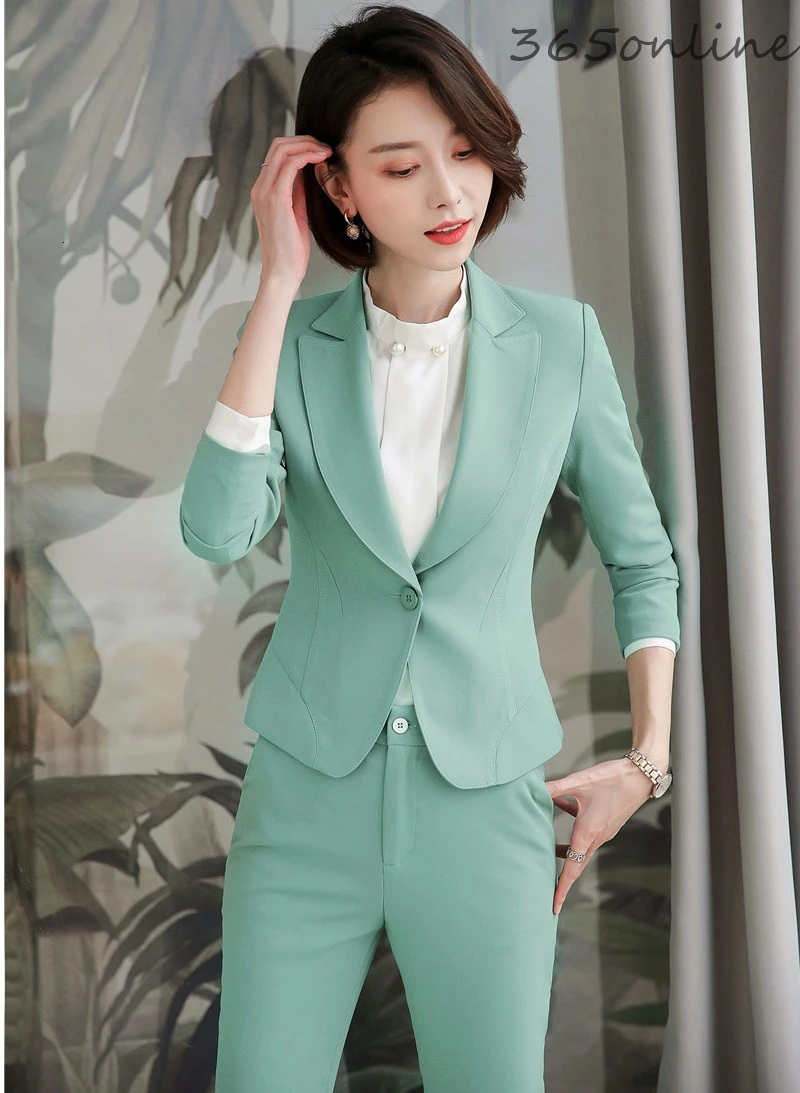 Fashion Green Ladies Office Work Wear Suits Formal Uniform Designs Pantsuits with Pants and Jackets Coat Professional Blazers
Fashion Green Ladies Office Work Wear Suits Formal Uniform Designs Pantsuits with Pants and Jackets Coat Professional Blazers