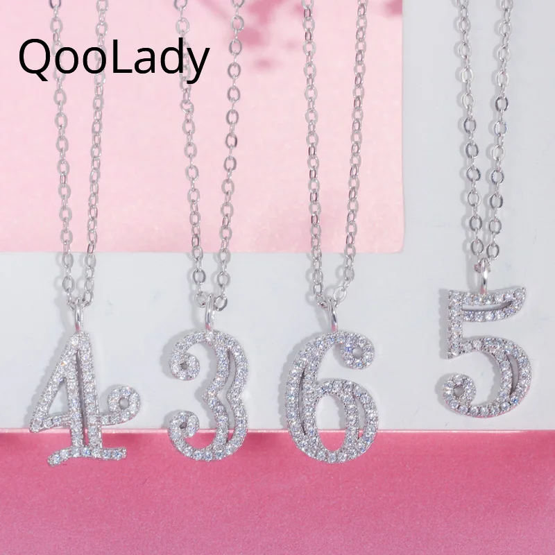 QooLady Unique Personalized Simple Design CZ Crystal Sparking Number Pendant Necklace Fashion Jewelry Gift for Women Female N002
QooLady Unique Personalized Simple Design CZ Crystal Sparking Number Pendant Necklace Fashion Jewelry Gift for Women Female N002