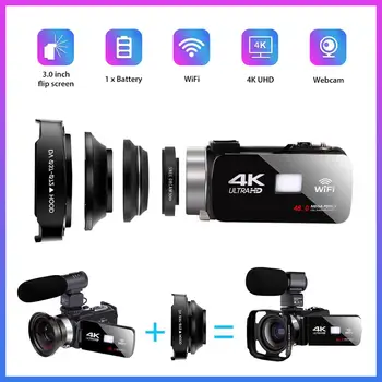 Video Camcorder 4K 48MP WiFi Recorder Webcam Streaming Vlogging For Youbute Nightshot Wide-angle Lens & Lens Hood
Video Camcorder 4K 48MP WiFi Recorder Webcam Streaming Vlogging For Youbute Nightshot Wide-angle Lens & Lens Hood