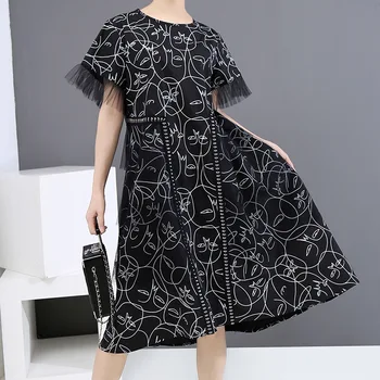 Summer Dress 2020 Korean Fashion Women Casual Black Dress Irregular Printed Ladies Midi A-Line Loose Dress Holiday Wear Robe
Summer Dress 2020 Korean Fashion Women Casual Black Dress Irregular Printed Ladies Midi A-Line Loose Dress Holiday Wear Robe