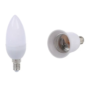 1Pcs E14 6 5630 Smd Led Candle Bulb Lamp Light 3W Warm White 3600K & 5Pcs Bulb Base Socket Adaptor E14 To E27
1Pcs E14 6 5630 Smd Led Candle Bulb Lamp Light 3W Warm White 3600K & 5Pcs Bulb Base Socket Adaptor E14 To E27