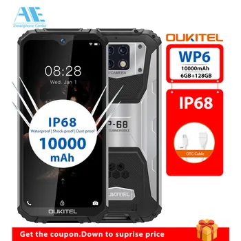 OUKITEL WP6 Waterproof Dust Shock Proof 6.3"19.5:9 Mobile Phone MT6771T Octa 9V/2A 10000mAh Battery 6G RAM 128G ROM Smartphone 
OUKITEL WP6 Waterproof Dust Shock Proof 6.3"19.5:9 Mobile Phone MT6771T Octa 9V/2A 10000mAh Battery 6G RAM 128G ROM Smartphone