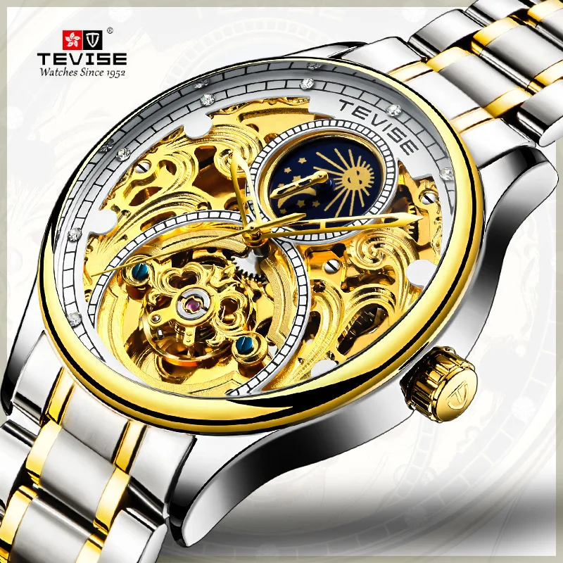 Switzerland TEVISE Twiss Hot Selling Hollow out Fully Automatic Analog Watch Moon Phase Tourbillon Men Waterproof Watch
Switzerland TEVISE Twiss Hot Selling Hollow out Fully Automatic Analog Watch Moon Phase Tourbillon Men Waterproof Watch