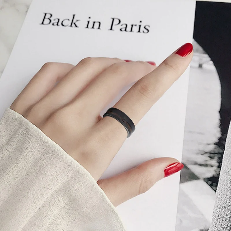 New Black Men Ring  Titanium Carbide Men's Jewelry Wedding Bands Classic Boyfriend Gift New Black Men Ring  Titanium Carbide Men's Jewelry Wedding Bands Classic Boyfriend Gift