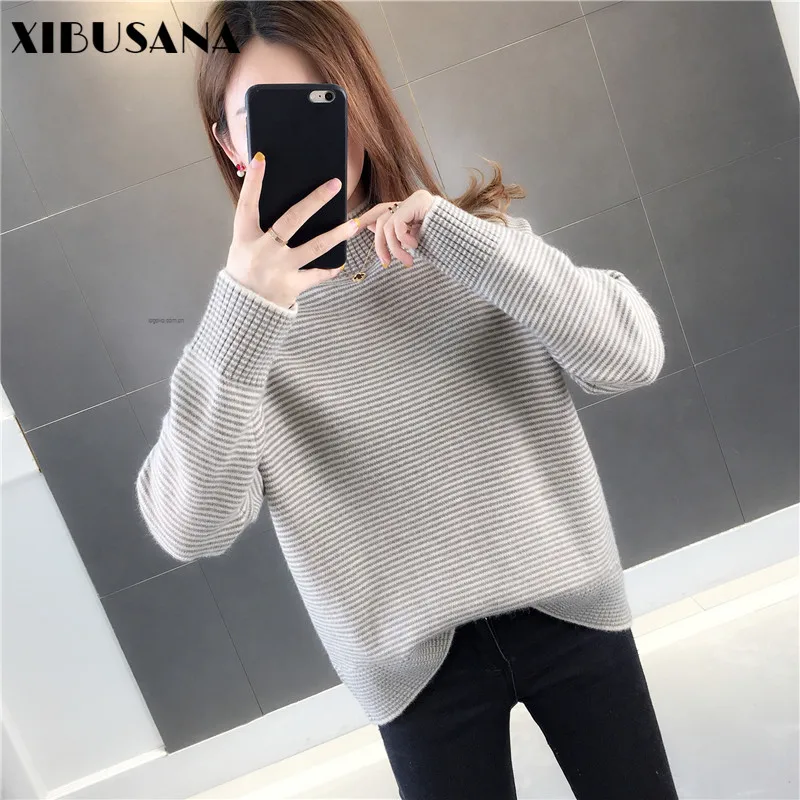 XIBUSANA Half Turtleneck Bottoming Shirt Female Autumn and Winter Latest Sweater Loose Loose Stripes Pullover Sweater Student
XIBUSANA Half Turtleneck Bottoming Shirt Female Autumn and Winter Latest Sweater Loose Loose Stripes Pullover Sweater Student