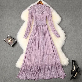 Spring Designer 2020 Runway Woman Dress Elegant Lady Long Sleeve Butterfly Embroidery Elastic Waist Maxi Party Lace Dress Purple
Spring Designer 2020 Runway Woman Dress Elegant Lady Long Sleeve Butterfly Embroidery Elastic Waist Maxi Party Lace Dress Purple