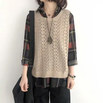 Loose Hollow Sweater Vest Female 2020 Knitted Sweater Female Sleeveless Spring Autumn Korean Version Pullover Striped O-neck
Loose Hollow Sweater Vest Female 2020 Knitted Sweater Female Sleeveless Spring Autumn Korean Version Pullover Striped O-neck