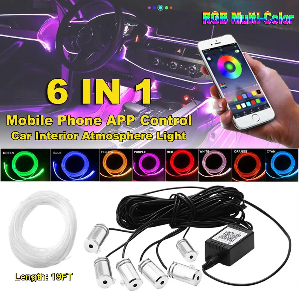 RGB LED Strips Ambient Light APP Bluetooth Control for Car Interior Atmosphere Light Lamp 8 colors DIY Music 6M Fiber Optic Band
RGB LED Strips Ambient Light APP Bluetooth Control for Car Interior Atmosphere Light Lamp 8 colors DIY Music 6M Fiber Optic Band