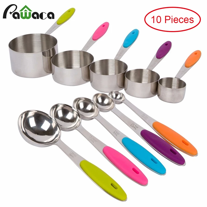 10pcs/set Stainless Steel Measuring Cup Set Measuring Spoon with Silicone Handle Coffee Sugar Scoop Cake Baking Measuring Tools
10pcs/set Stainless Steel Measuring Cup Set Measuring Spoon with Silicone Handle Coffee Sugar Scoop Cake Baking Measuring Tools