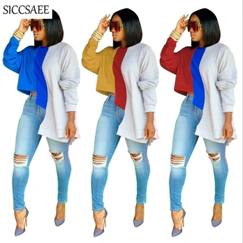 Contrast Color Patchwork Tshirt For Women Long Sleeve Cropped Pullover Asymmetrical Casual Loose Harajuku Zanzea Streetwear 2020
Contrast Color Patchwork Tshirt For Women Long Sleeve Cropped Pullover Asymmetrical Casual Loose Harajuku Zanzea Streetwear 2020
