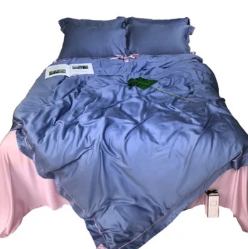 New solid color 60 blue fine tencel four-piece set double spell bow summer cool simple bedding
New solid color 60 blue fine tencel four-piece set double spell bow summer cool simple bedding