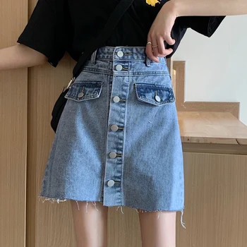 Casual Vintage High Waist Denim Skirts Women Single-Breasted A-Line Warp Skirts Harajuku Sexy Korean Mini Skirts Plus Size W652
Casual Vintage High Waist Denim Skirts Women Single-Breasted A-Line Warp Skirts Harajuku Sexy Korean Mini Skirts Plus Size W652