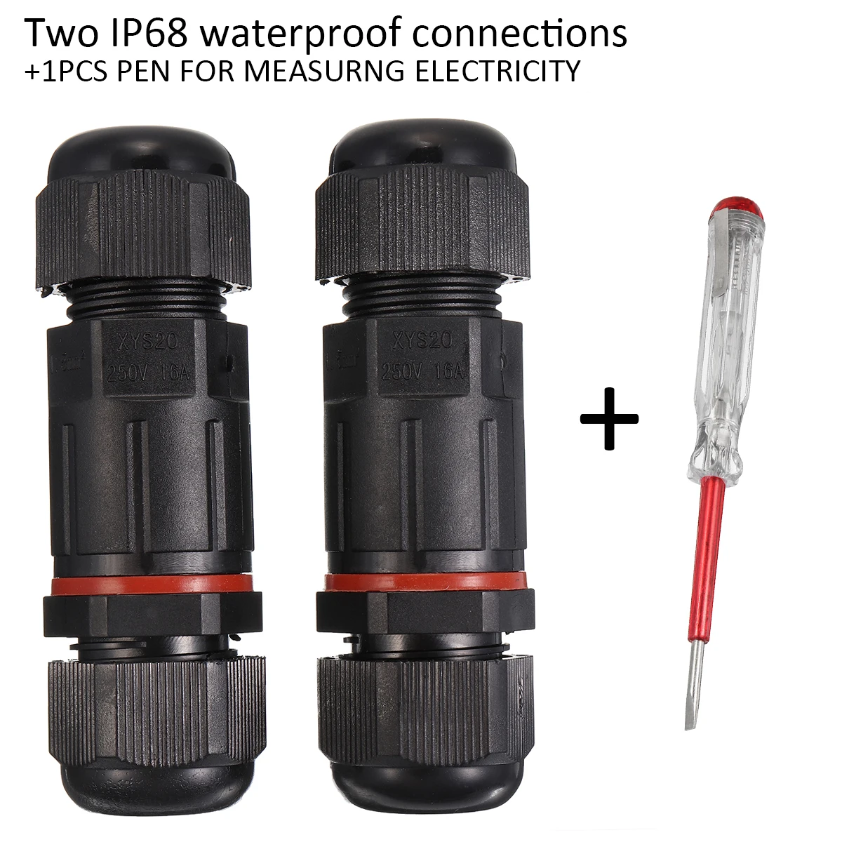 2pcs IP68 Waterproof 3Pin Cable Connector Power Cable Junction Box for Cables with 1.0 to 2.5 mm Cross Section+Voltage Test Pen
2pcs IP68 Waterproof 3Pin Cable Connector Power Cable Junction Box for Cables with 1.0 to 2.5 mm Cross Section+Voltage Test Pen