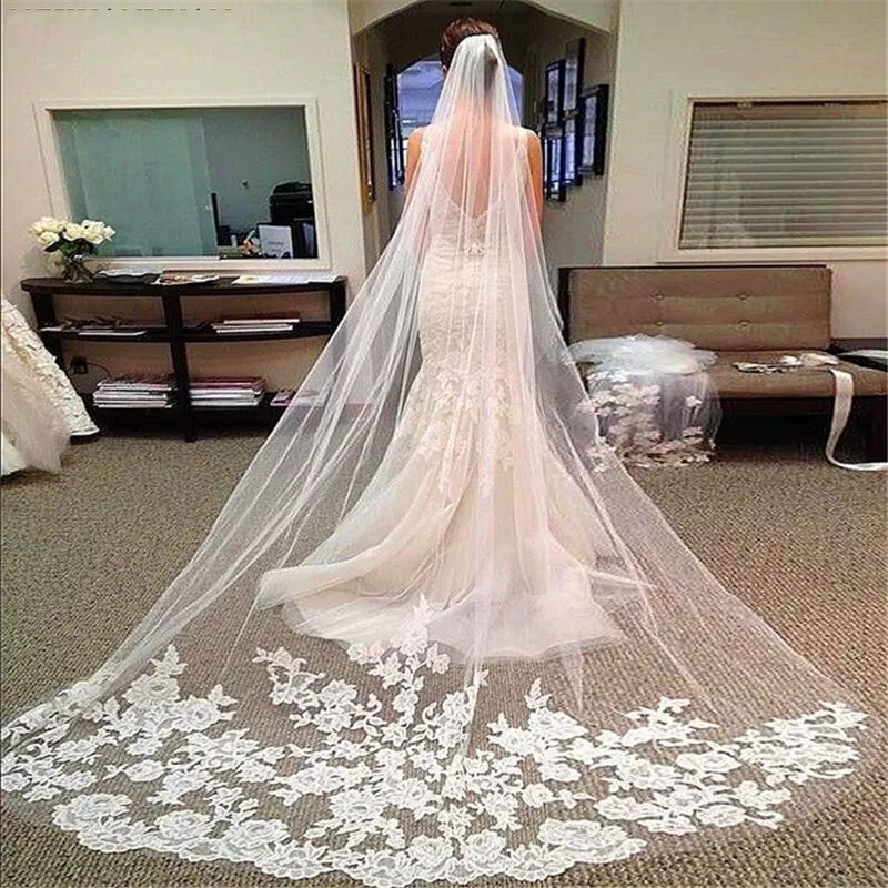 E JUE SHUNG Elegant Long Bridal Veils One Layer Wedding Veil Cathedral Wedding Veil With Comb Lace Appliques Veu de Noiva
E JUE SHUNG Elegant Long Bridal Veils One Layer Wedding Veil Cathedral Wedding Veil With Comb Lace Appliques Veu de Noiva