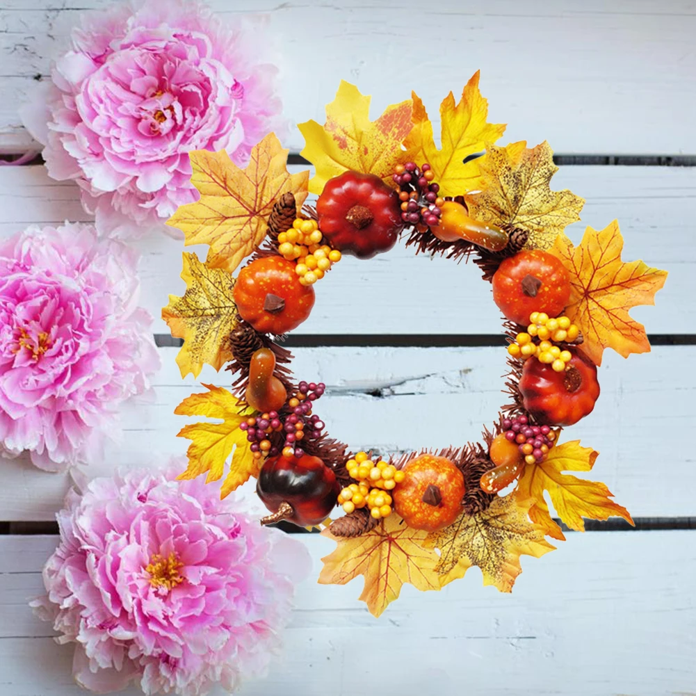 2019 Autumn Simulation Wreath Pumpkin Maple Leaves Pine Cone Garland Christmas Thanksgiving Home Door Wall Hanging Decoration
2019 Autumn Simulation Wreath Pumpkin Maple Leaves Pine Cone Garland Christmas Thanksgiving Home Door Wall Hanging Decoration