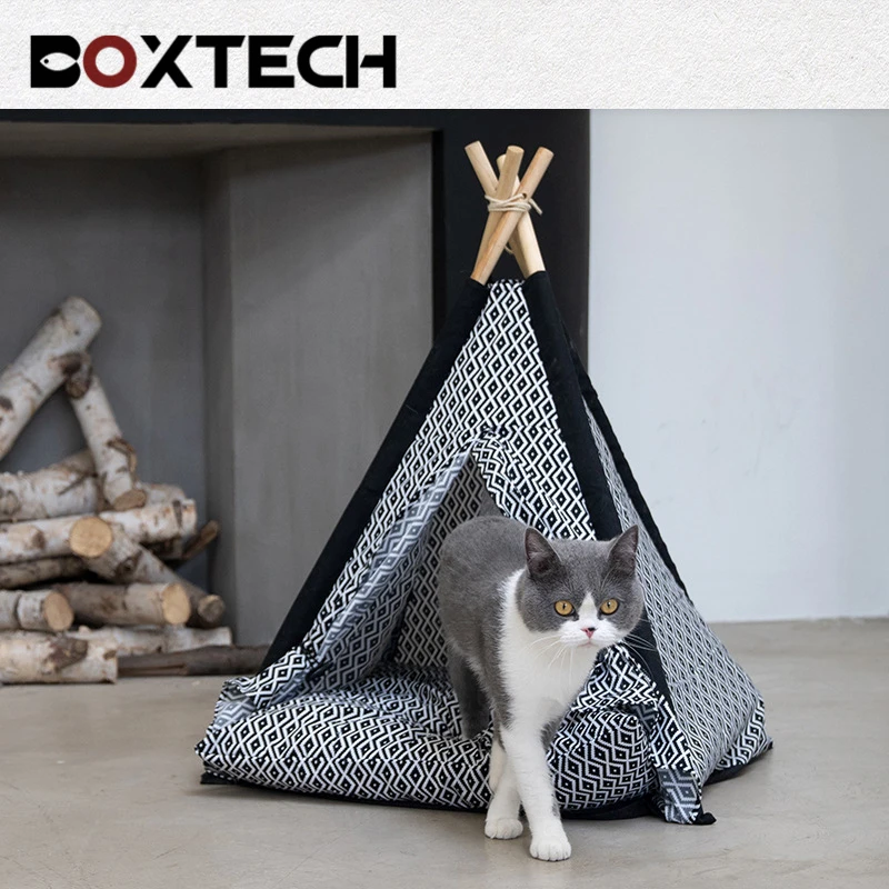 1 INS Hot! Pets Cats Bed Climbing Frame Small Solid Wood Washable Cat Tent Nest