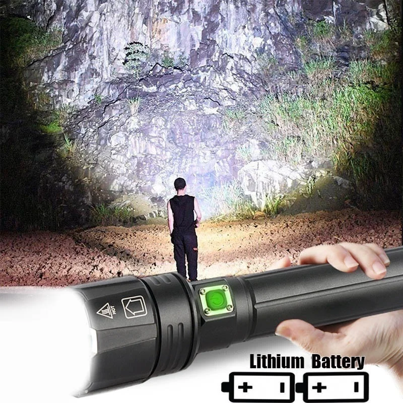 

Powerful LED Flashlight 18650 USB Rechargeable Torch Lantern XHP90.2/XHP70.2/P50 Lamp with 5 Modes for Hunting Camping Hiking