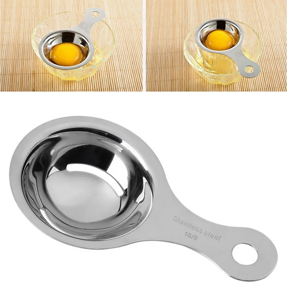 Separador de ovos de aço inoxidável, filtro separador de gemas e gema branco, alça longa, divisor de ovos, ferramentas de cozinha, utensílios de cozinha