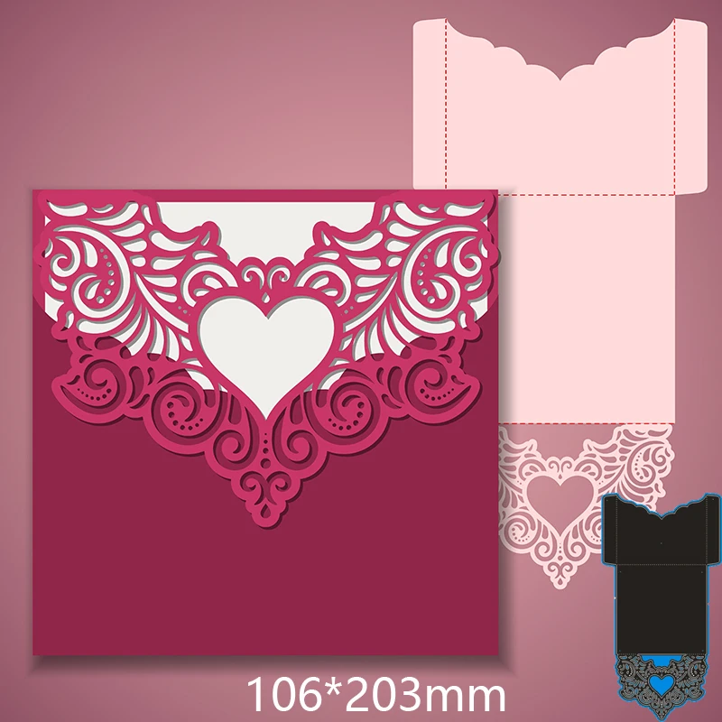 Metal steel Cutting Dies Envelope with heart-shaped cutout DIY Scrapbooking Photo Album Embossing paper Cards 106*203mm
Metal steel Cutting Dies Envelope with heart-shaped cutout DIY Scrapbooking Photo Album Embossing paper Cards 106*203mm