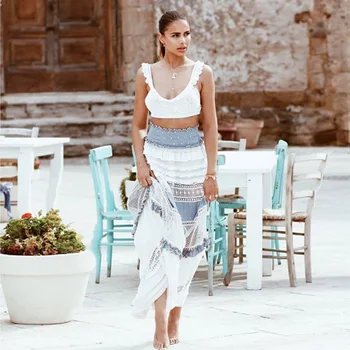 Lace Bohemian Elegant Skirts Women High Waist Skirt Floor Length Ruffles Patchwork Skirt 2020 New Beach Style Vacation
Lace Bohemian Elegant Skirts Women High Waist Skirt Floor Length Ruffles Patchwork Skirt 2020 New Beach Style Vacation