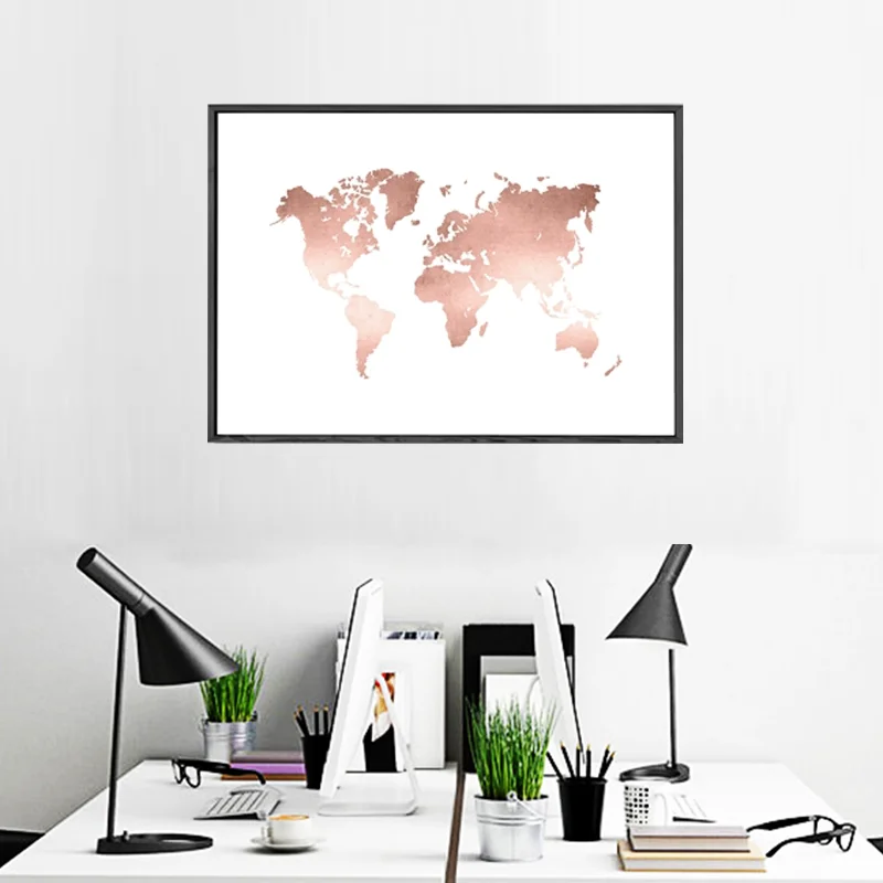 Rose Gold World Map Print Modern Minimalism Poster Canvas Painting for Office Home Decor No Frame
Rose Gold World Map Print Modern Minimalism Poster Canvas Painting for Office Home Decor No Frame