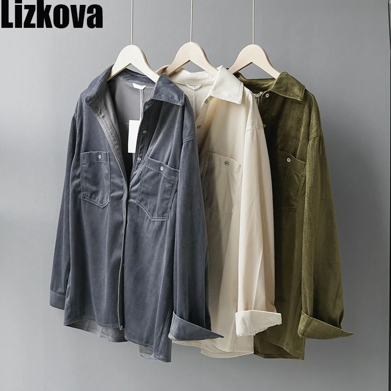 Spring Blouse Women Corduroy Long Sleeve Shirt Elegant Lapel Ladies Pockets Blouses Casual wear
Spring Blouse Women Corduroy Long Sleeve Shirt Elegant Lapel Ladies Pockets Blouses Casual wear