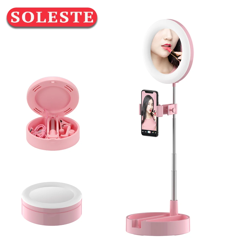 SOLESTE LED Selfie Ring Light Dimmable LED Ring Lamp For Live Fill Light Photo Video Camera Phone Light ringlight 17cm USB
SOLESTE LED Selfie Ring Light Dimmable LED Ring Lamp For Live Fill Light Photo Video Camera Phone Light ringlight 17cm USB