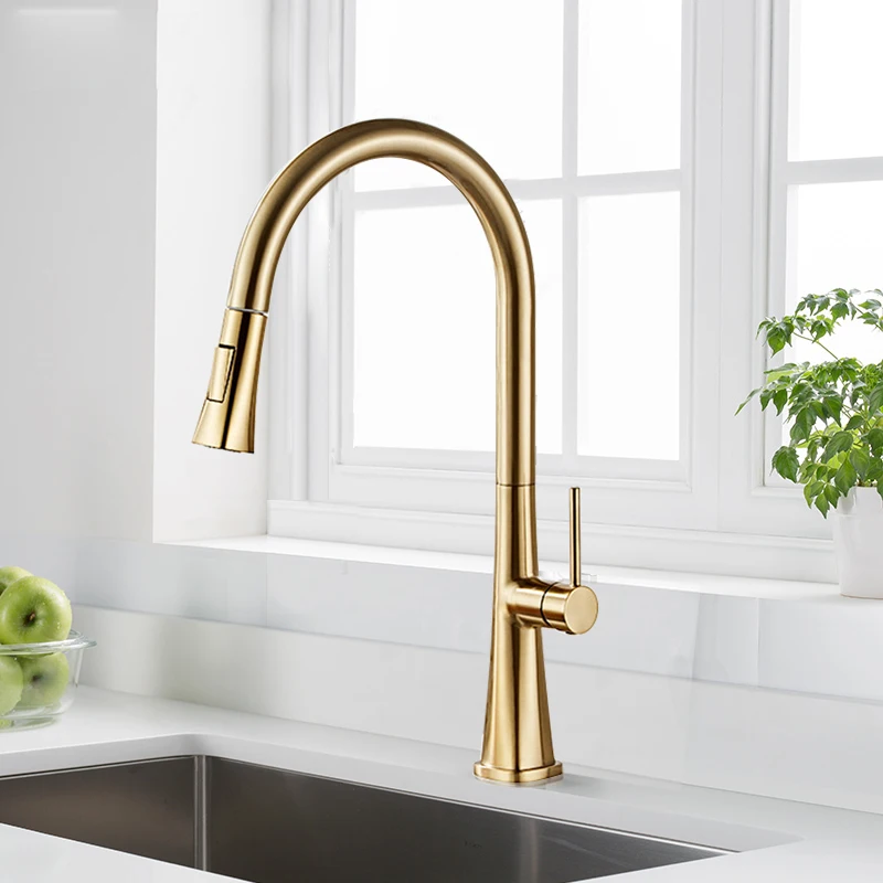 BiNFU Brushed Gold Kitchen Faucets Pull Out Kitchen Mixer Taps Single Handle 360 Rotation Water Crane For Kitchen Mixer
BiNFU Brushed Gold Kitchen Faucets Pull Out Kitchen Mixer Taps Single Handle 360 Rotation Water Crane For Kitchen Mixer