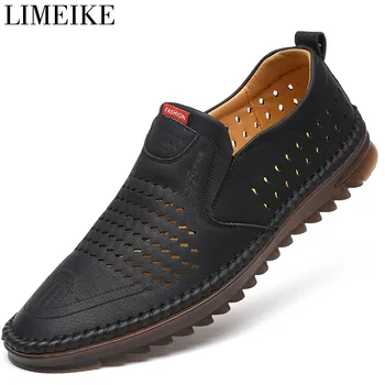 LIMEIKE Summer Leather Shoes Men Good Quality Male Flats Loafers Breathable Hand Sewing Casual Leather Men Moccasins Shoes 
LIMEIKE Summer Leather Shoes Men Good Quality Male Flats Loafers Breathable Hand Sewing Casual Leather Men Moccasins Shoes