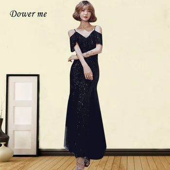 Evening Dresses Black GK116 Elegant Boat Neck Shining Sequined Evening Gowns Spaghetti Strap Robe De Soiree Ruffles Formal Dress 
Evening Dresses Black GK116 Elegant Boat Neck Shining Sequined Evening Gowns Spaghetti Strap Robe De Soiree Ruffles Formal Dress
