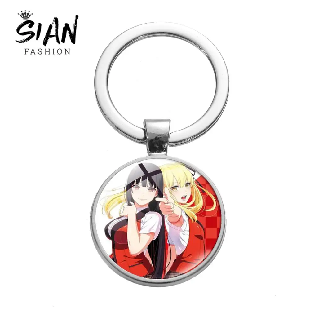 Азиатских манга Kakegurui Yumeko Jabami брелок Бронзовый серебристый цвет Стекло
