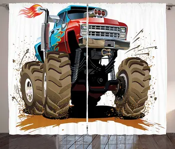 Man Cave Curtains Monster Truck Splashing Mud Graphic Design Flame Machinery Engine with Wheels Living Room Bedroom Window Drape
Man Cave Curtains Monster Truck Splashing Mud Graphic Design Flame Machinery Engine with Wheels Living Room Bedroom Window Drape