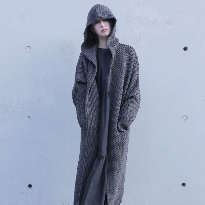 2019 hat Retro Hooded Oversized Knit Women Tops Sweater Cardigans Autumn Winter Sweaters Cardigan Knitted Loose Long Coat YL338 
2019 hat Retro Hooded Oversized Knit Women Tops Sweater Cardigans Autumn Winter Sweaters Cardigan Knitted Loose Long Coat YL338