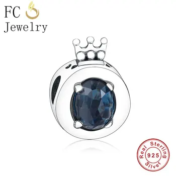

FC Jewelry Fit Original Brand Charm Bracelet 925 Sterling Silver Ring Shape Crown Irregular Zircon Stone Bead Making Berloque