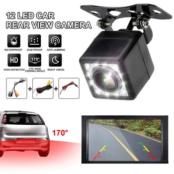 Car Rear View Camera Universal 12 LED Night Vision Backup Parking Reverse Camera Waterproof 170 Wide Angle HD Color Image