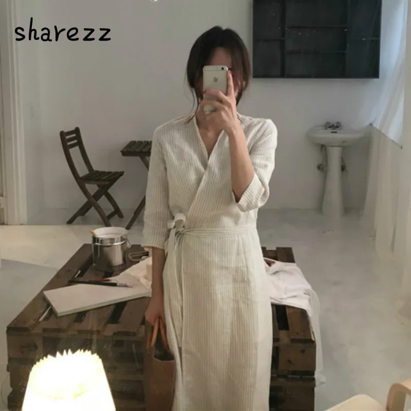 Women Summer Bandage Striped Long Wrap Dress Sexy V-neck Midi Vestidos Bodycon Slim Plus Size Robe Femme Jurken Vestiti Donna
Women Summer Bandage Striped Long Wrap Dress Sexy V-neck Midi Vestidos Bodycon Slim Plus Size Robe Femme Jurken Vestiti Donna