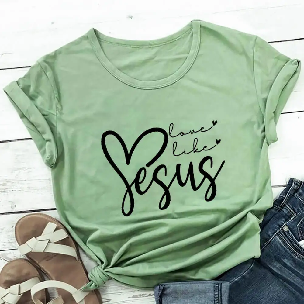 Love Like Jesus Graphic Print 100%Cotton Women Tshirt Christian Shirt Unisex Funny Summer Casual T Shirt Faith Tee Jesus Shirts
Love Like Jesus Graphic Print 100%Cotton Women Tshirt Christian Shirt Unisex Funny Summer Casual T Shirt Faith Tee Jesus Shirts
