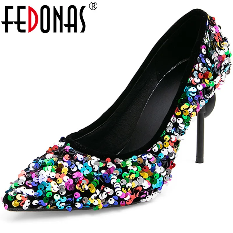 FEDONAS Women Pumps Synthetic Sequins Crystal High Heeled Sweet And Elegant Classic Design Prom Shoes Spring Summer Shoes Woman
FEDONAS Women Pumps Synthetic Sequins Crystal High Heeled Sweet And Elegant Classic Design Prom Shoes Spring Summer Shoes Woman