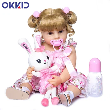 OKKID 55cm Full Body Silicone Bebe Doll Reborn Toddler Girl Pink Dress Princess Soft Realistic Baby Girl Reborn Doll Bonecas Toy
OKKID 55cm Full Body Silicone Bebe Doll Reborn Toddler Girl Pink Dress Princess Soft Realistic Baby Girl Reborn Doll Bonecas Toy