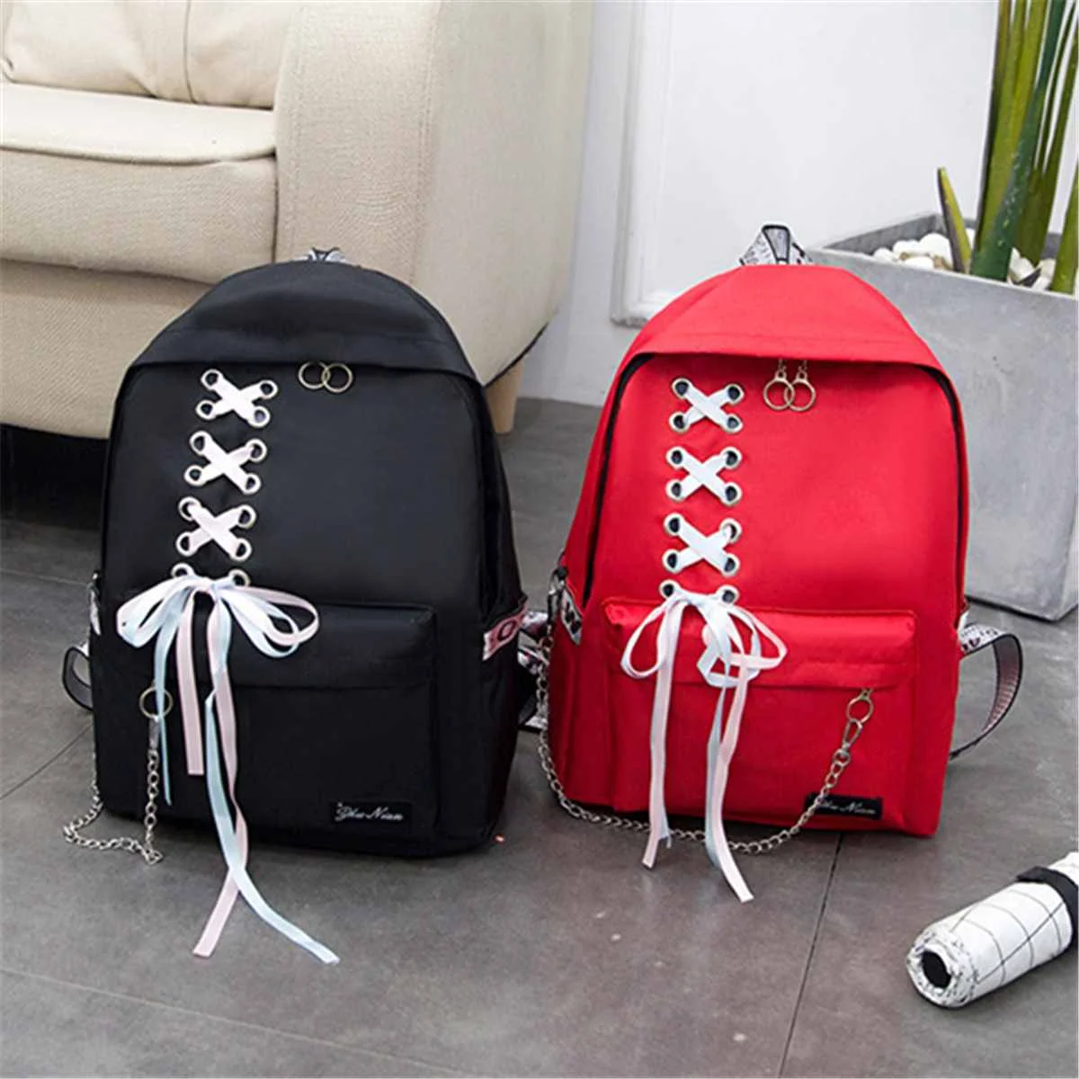 New Women Backpack For School Teenagers Girls School Bag Ladies Canvas Ribbon Backpack Female Bookbag Casual Laptop Travel Bags
New Women Backpack For School Teenagers Girls School Bag Ladies Canvas Ribbon Backpack Female Bookbag Casual Laptop Travel Bags