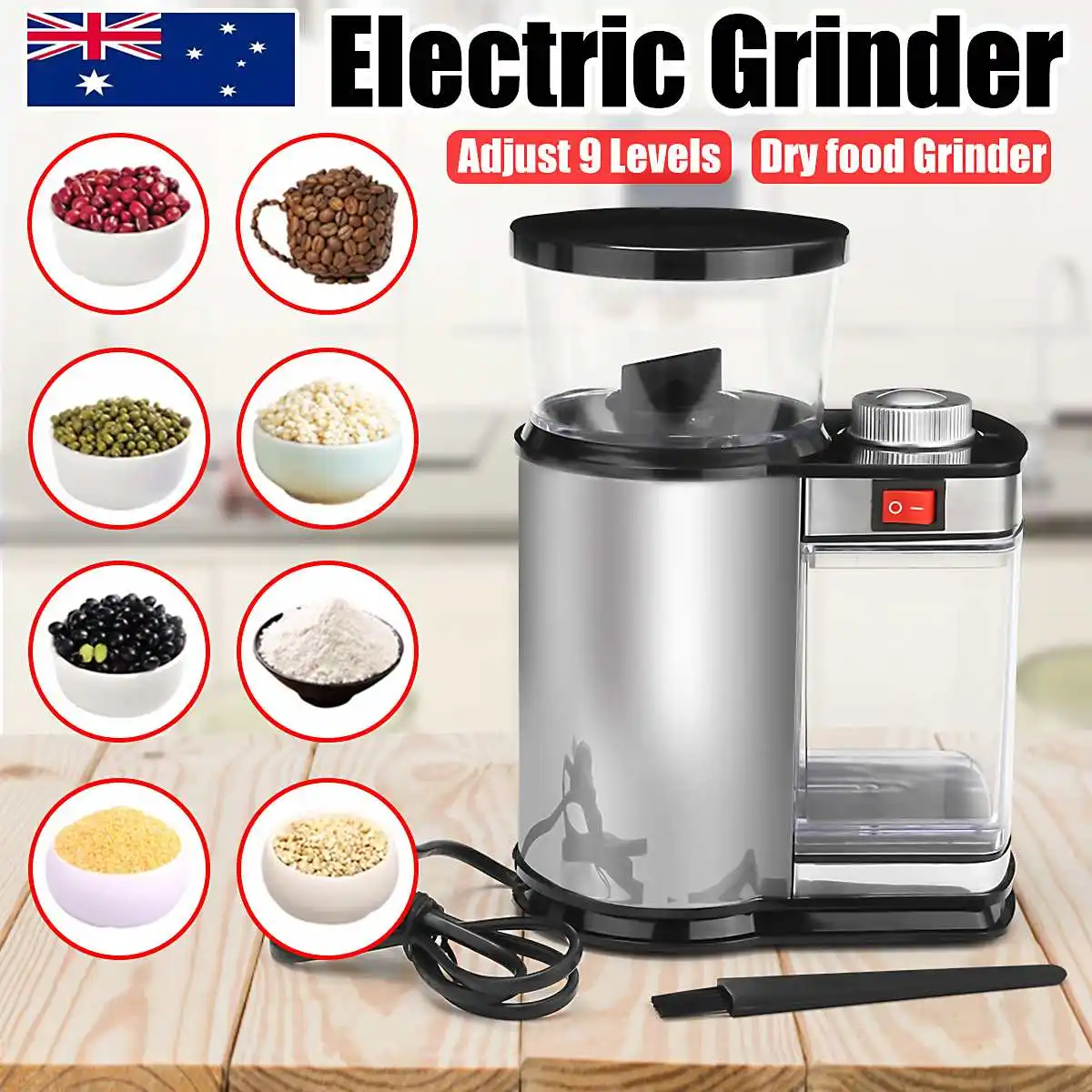 Stainless Steel Electric Coffee Bean Grinder 220V US Plug Coffee Grinders Machine W/Cleaning Brush for Home Office Coffee Maker
Stainless Steel Electric Coffee Bean Grinder 220V US Plug Coffee Grinders Machine W/Cleaning Brush for Home Office Coffee Maker