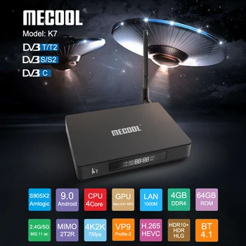 MECOOL K7 Smart TV Box DVB-S2 DVB-T2 DVB-C Android 9.0 S905X2 4GB+64GB Media player Dual Wifi 4K 3D HD Set Top Box
MECOOL K7 Smart TV Box DVB-S2 DVB-T2 DVB-C Android 9.0 S905X2 4GB+64GB Media player Dual Wifi 4K 3D HD Set Top Box