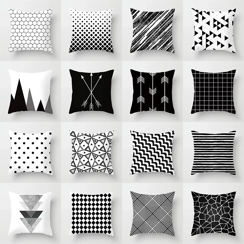 Geometric Cushion Cover Black and White Polyester Throw Pillow Case Striped Dotted Grid Triangular Geometric Art Cushion Cover
Geometric Cushion Cover Black and White Polyester Throw Pillow Case Striped Dotted Grid Triangular Geometric Art Cushion Cover