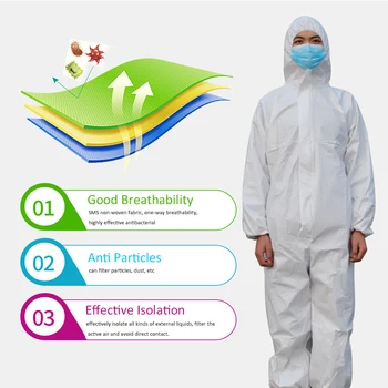 Disposable Protective Coverall Isolation Gown Safety Clothing Suit With Reinforced Sealing Strip Security-Protection Suits 
Disposable Protective Coverall Isolation Gown Safety Clothing Suit With Reinforced Sealing Strip Security-Protection Suits