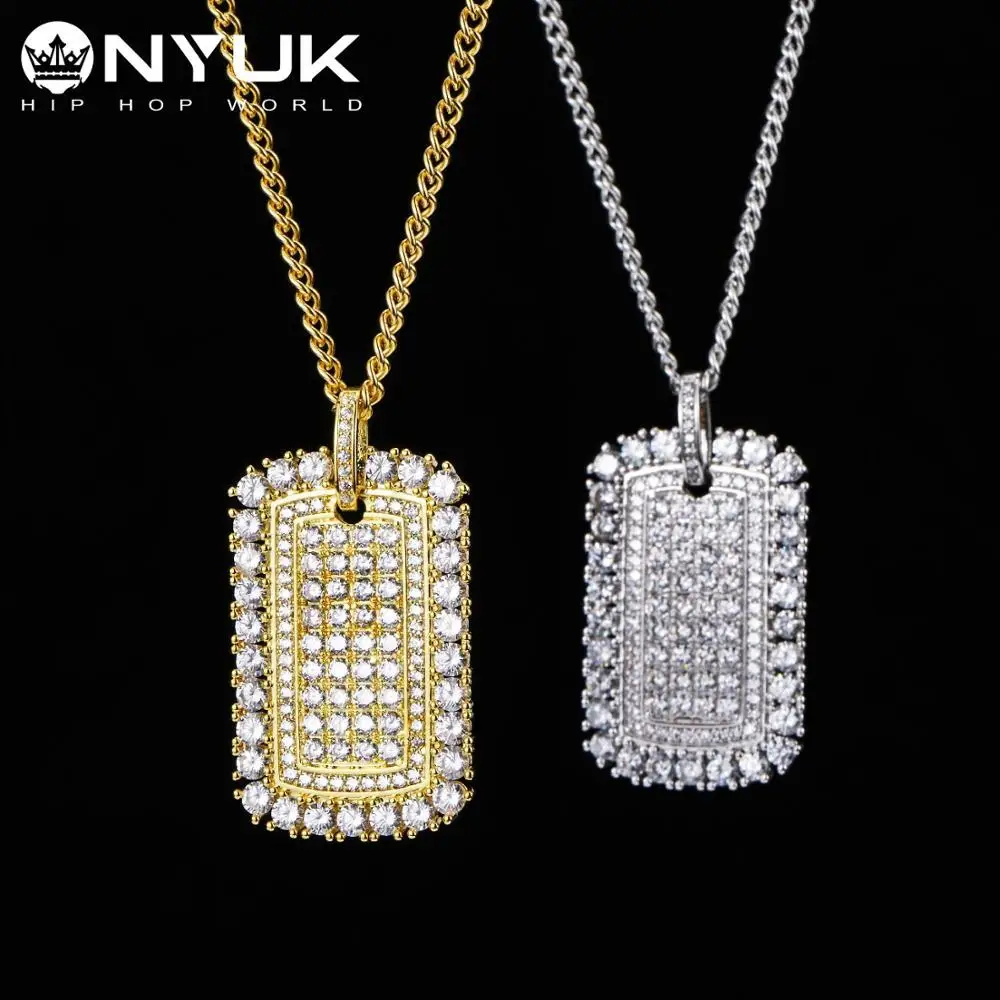 NYUK Fashion Hiphop Iced Out Cubic Zircon Army Card Pendant Necklace CZ Gold Silver Copper Dog Tag Cuban Chain Men Boys Jewelry 
NYUK Fashion Hiphop Iced Out Cubic Zircon Army Card Pendant Necklace CZ Gold Silver Copper Dog Tag Cuban Chain Men Boys Jewelry