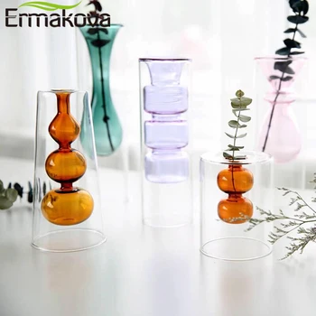 ERMAKOVA Nordic color double transparent vase hydroponic flower vase home decoration restaurant table decoration
ERMAKOVA Nordic color double transparent vase hydroponic flower vase home decoration restaurant table decoration
