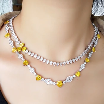 RAKOL Fashion Hearts Blue Yellow Shiny AAA CZ Stone Dangle Earrings & Necklace Jewelry Set For Bridal Wedding Engagement Dress
RAKOL Fashion Hearts Blue Yellow Shiny AAA CZ Stone Dangle Earrings & Necklace Jewelry Set For Bridal Wedding Engagement Dress