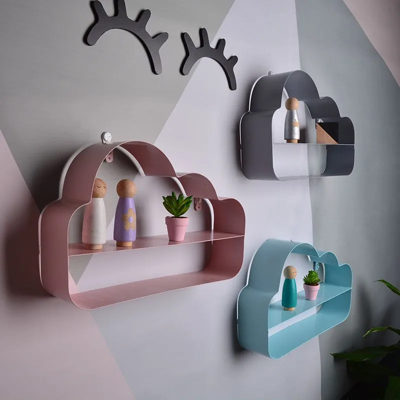 Portable Wall Shelf Cloud Metal Home Decorative Hanging Mounted Storage Rack