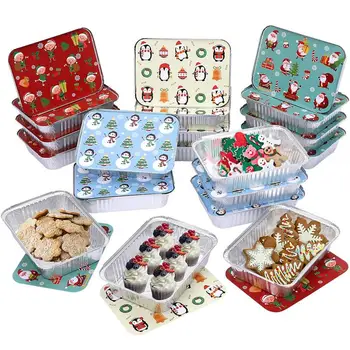 20pcs Foil Pans with Lids Rectangular Jubilant Foil Pans with Covers Takeout Pans Food Containers for Holiday Festival Christmas
20pcs Foil Pans with Lids Rectangular Jubilant Foil Pans with Covers Takeout Pans Food Containers for Holiday Festival Christmas