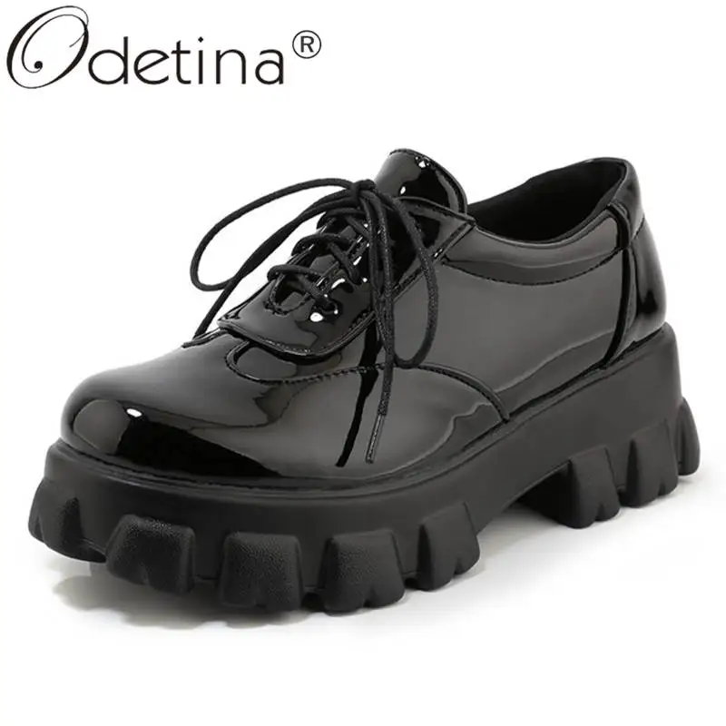 Odetina Women Platform Block High Heel Cross-tied Derby Shoes Female Elegant Patent Leather Round Toe Lace Up Casual Shoes
Odetina Women Platform Block High Heel Cross-tied Derby Shoes Female Elegant Patent Leather Round Toe Lace Up Casual Shoes